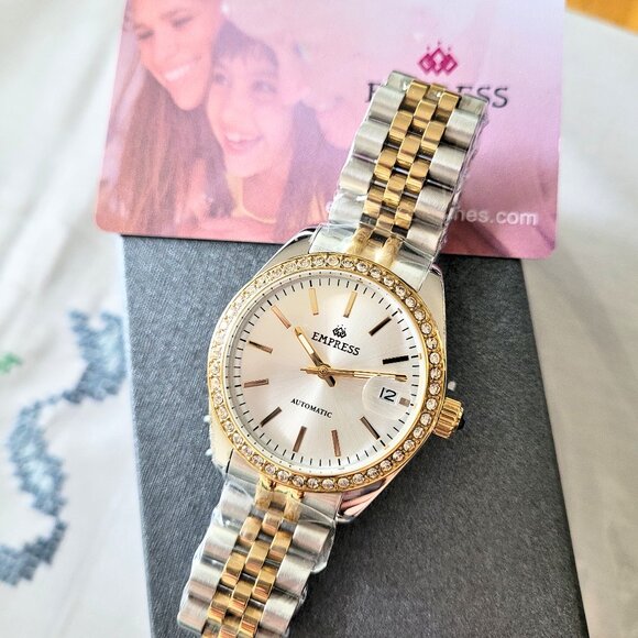 Empress Automatic Constance EM1505 2-Tone Jeweled Women's Watch - Picture 3 of 9